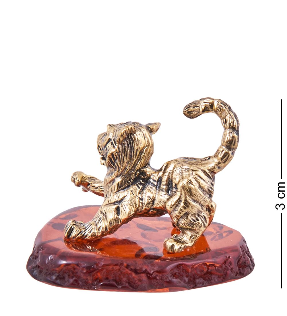 Народные промыслы AM-3875 Фигурка «Тигренок Кано» (латунь, янтарь)
