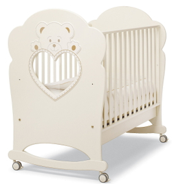 Детская кроватка Erbesi Cucciolo 125х65 см колесо-качалка слоновая кость