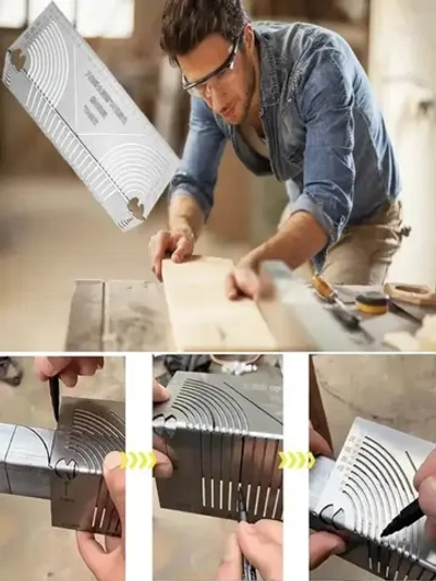 Угловая строительная линейка 3D / Угольник столярный разметочный / Линейка - угольник/20mm-65mm