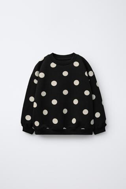 ZARA ТОЛСТОВКА В ГОРОШЕК, ЧЕРНЫЙ