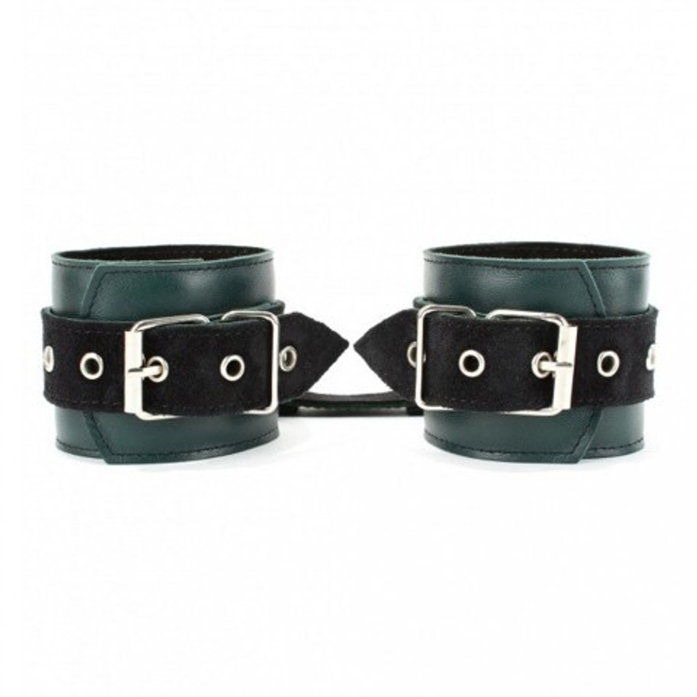 Оковы на ноги из натуральной кожи изумруд