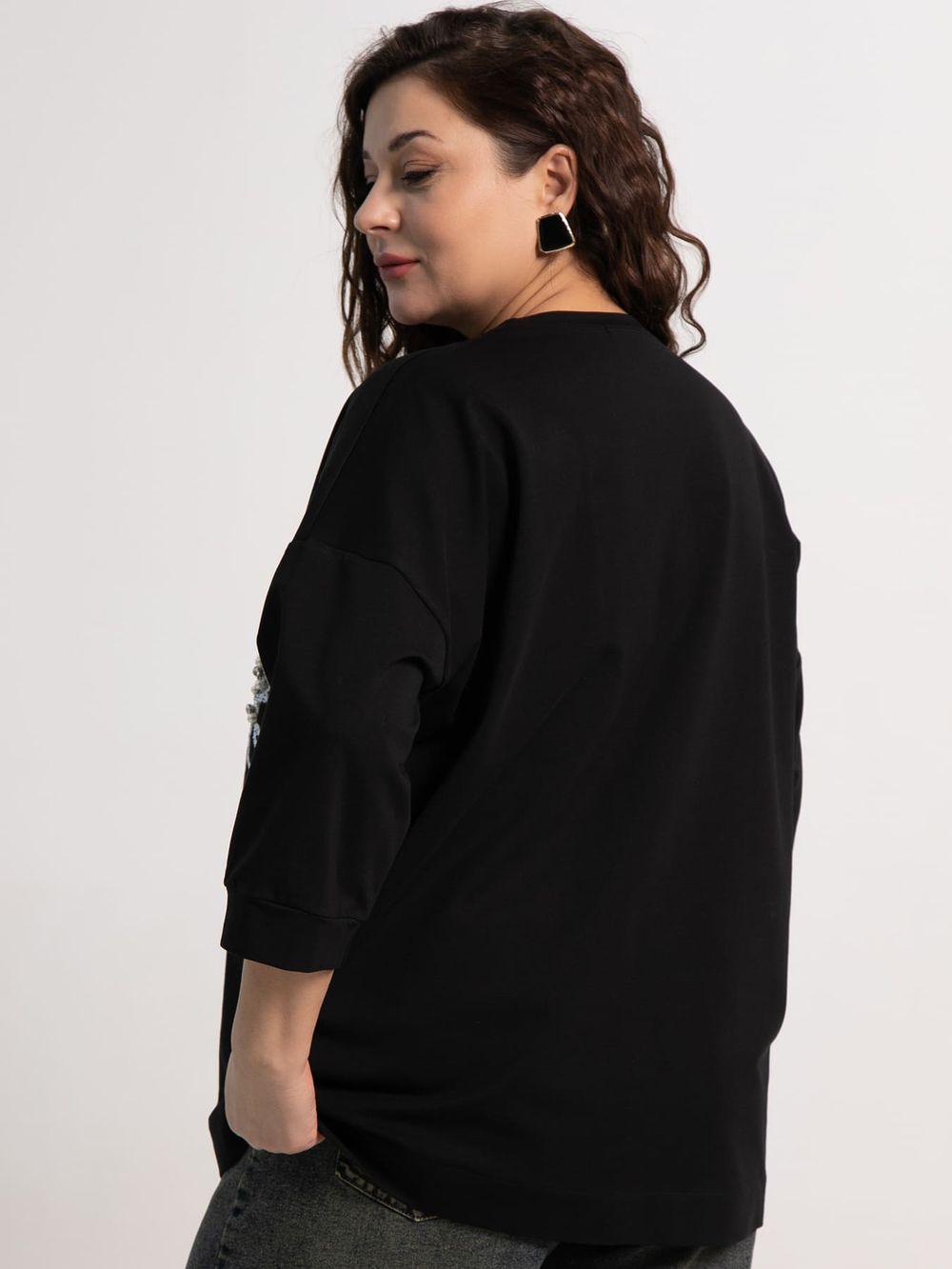 Блуза Цветочная рапсодия (черная) Б15311-18М LT Collection