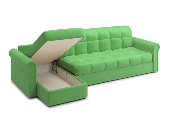 Диван угловой с оттоманкой Палермо 1,8 - Velutto 31 зеленый/кант Velutto 31 зеленый
