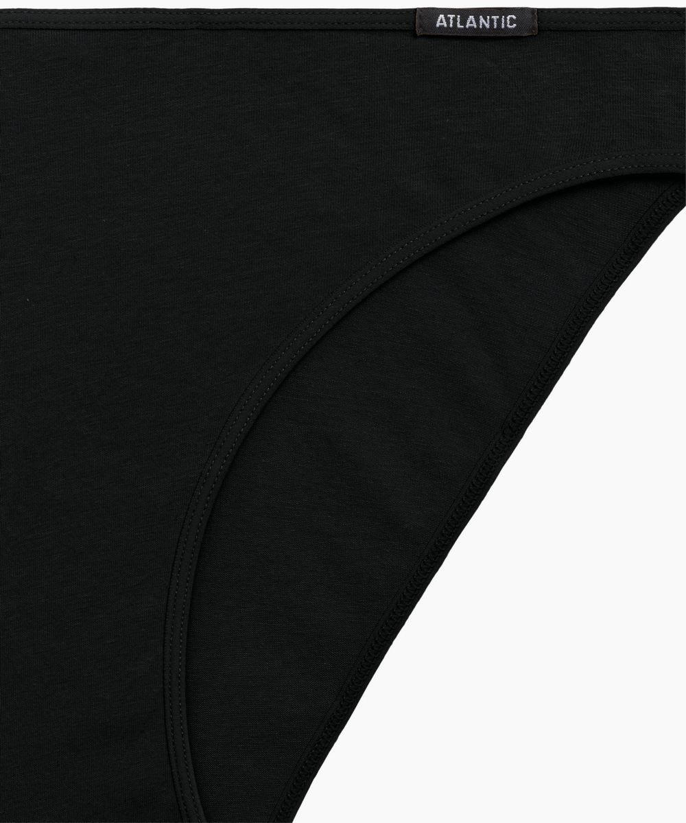 Женские трусы слипы спорт Atlantic, набор 3 шт., хлопок, чёрные, Basic 3BLP-580