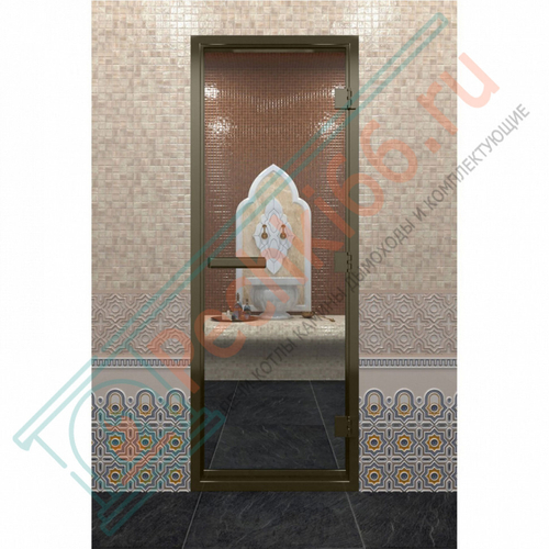 Стеклянная дверь DoorWood «Хамам Прозрачная» в бронзовом профиле 2100х900 (по коробке) в Кирове