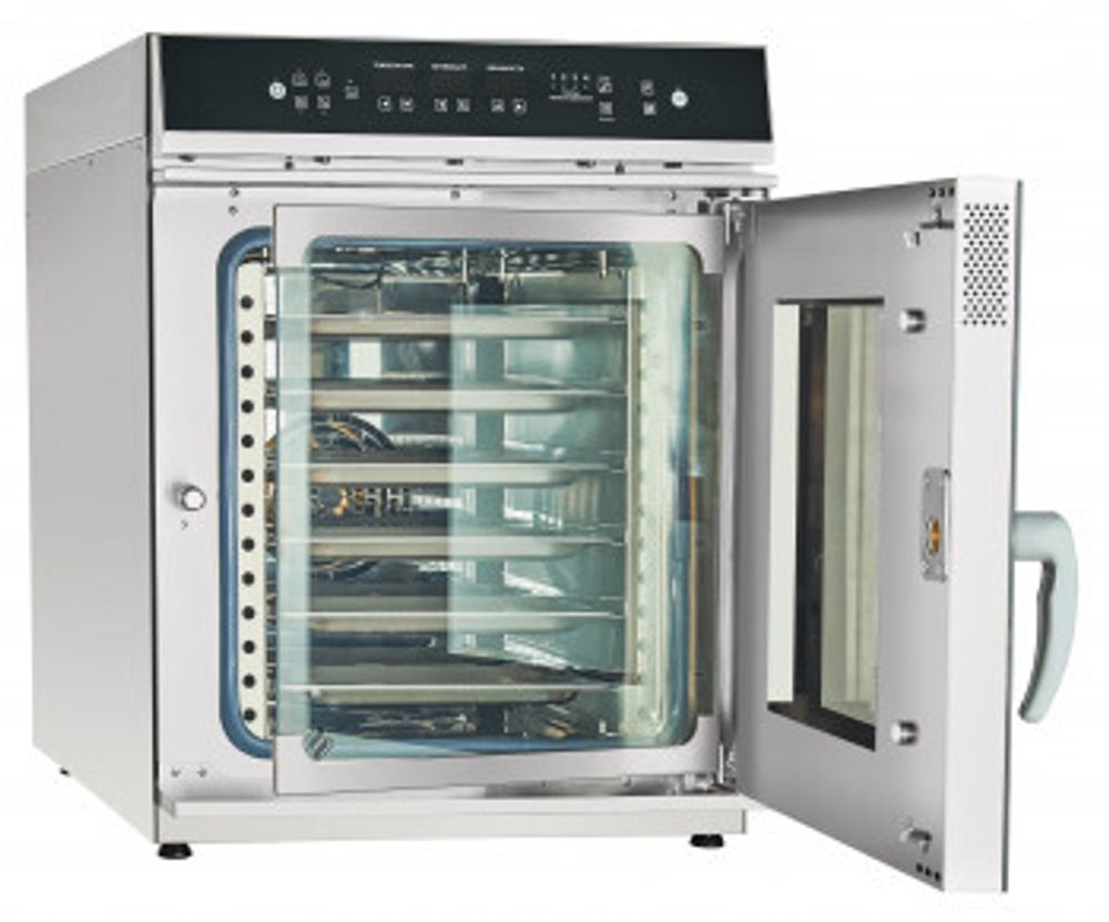 11000011036 Абат Пароконвектомат ПКА6-2/3В верхняя панель управления (инжекционный, 6хGN-2/3, память на 110 программ приготовления, термощуп, регулировка влажности, вся нерж, без г/емкостей) черный дизайн, реверс, 230 В