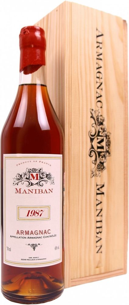 Арманьяк Castarede Maniban Armagnac AOC 1987 wooden box, 0.7 л.