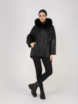 Дубленка зимняя натуральная с капюшоном оверсайз