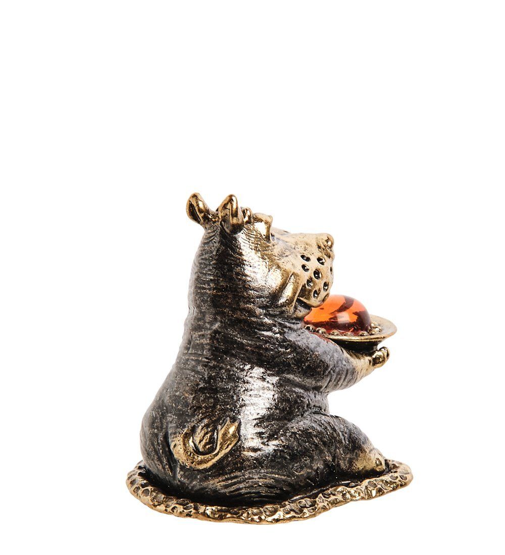 Народные промыслы AM-2796 Фигурка «Бегемот праздник» (латунь, янтарь)