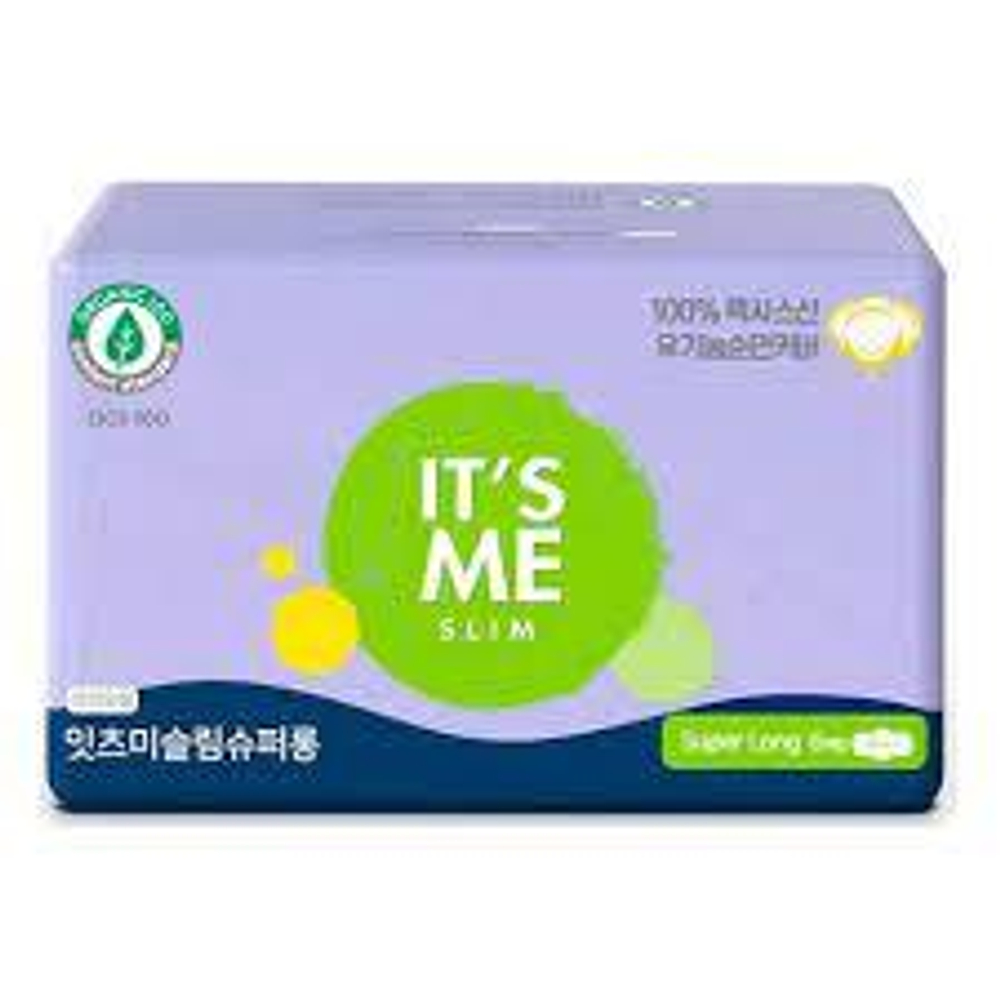 It's Me organic cotton Прокладки женские гигиенические с крылышками ночные, 6 капель superlong