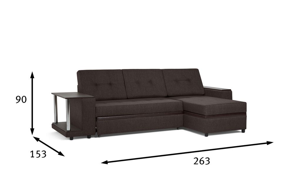 Угловой диван-кровать из массива бруса Вольберг со столиком