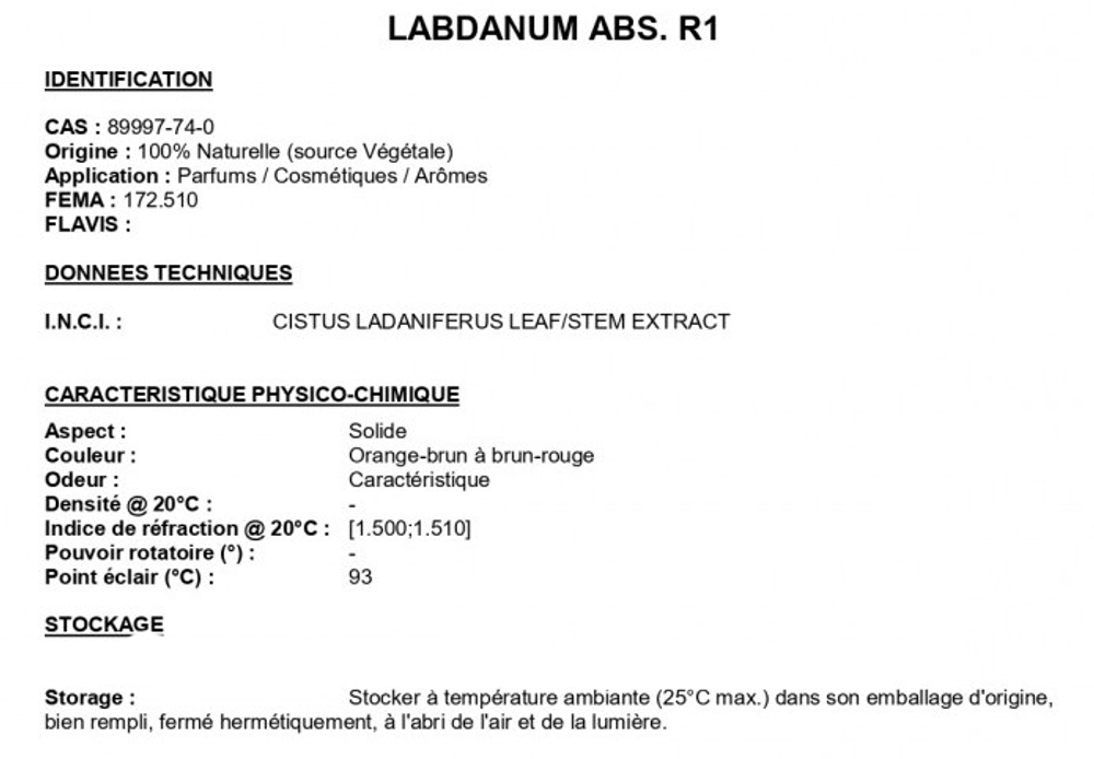 LABDANUM abs 50% in TEC/ ЛАБДАНУМ абсолют CAS 89997-74-0