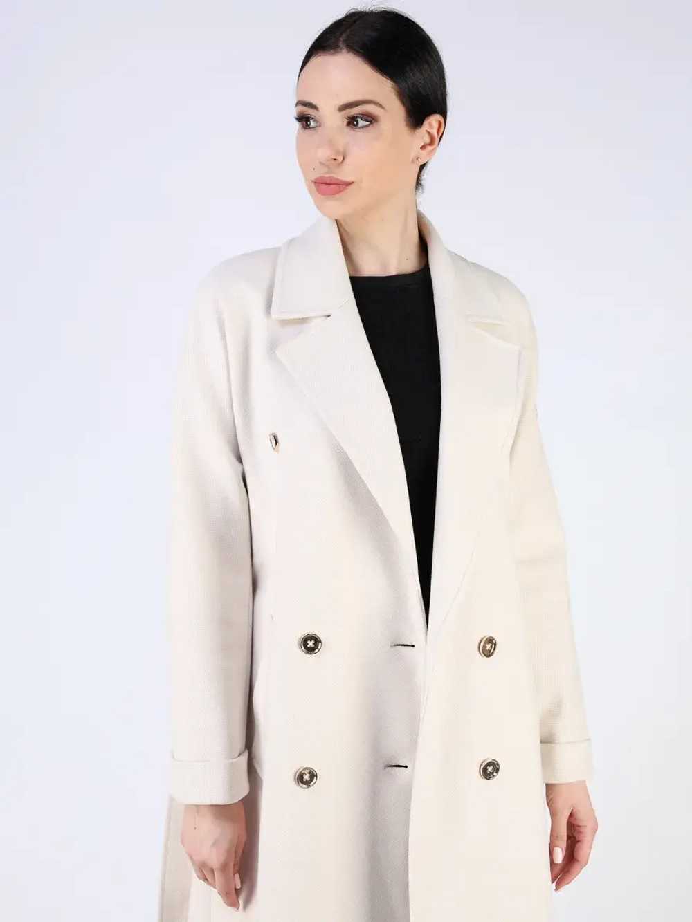 Пальто демисезонное длинное с поясом