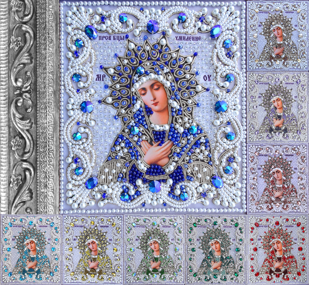 Принт-ЖС2 Ткань с нанесенной авторской схемой Богородица Умиление (Жемчужная серия) +инструкция
