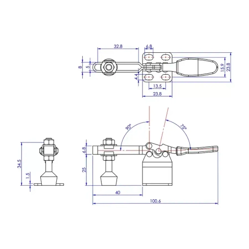 Прижим с горизонтальной ручкой Woodwork GH-201-H
