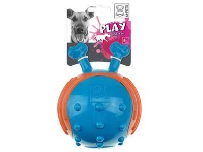 M-PETS Игрушка мяч с рожками для собак, 17 см, цвет синий/оранжевый