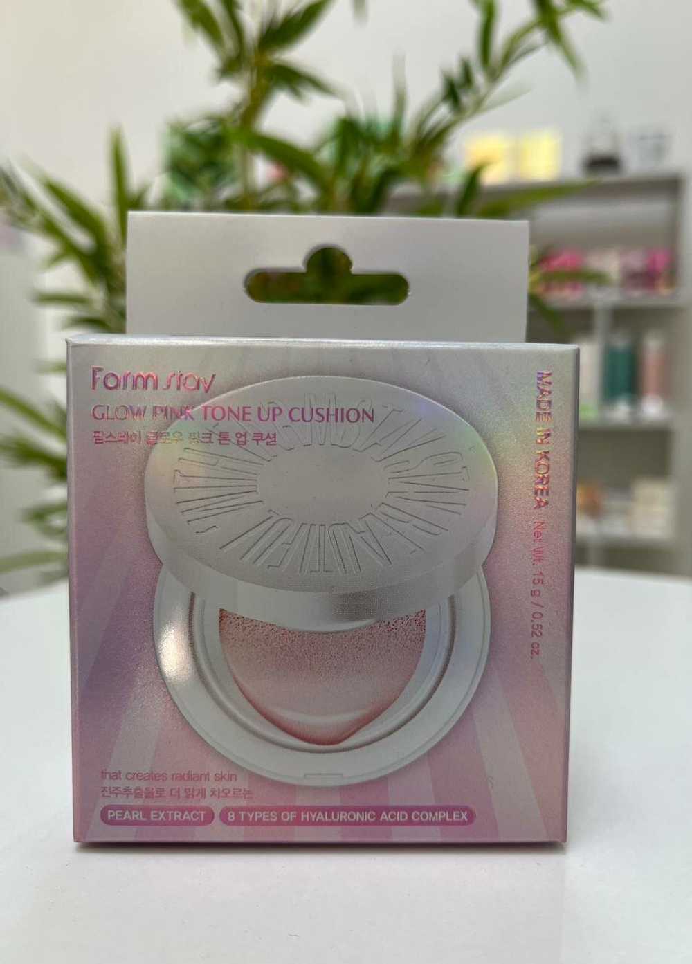 FarmStay Тонирующий кушон для лица с эффектом сияния Pink Tone Up Cushion 15 гр.