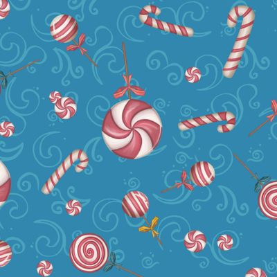 seamless pattern with candies, lollipops and stars Vintage backdrop for Christmas design