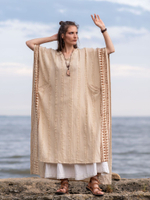 Накидка-пончо с капюшоном Tribal (песочная)