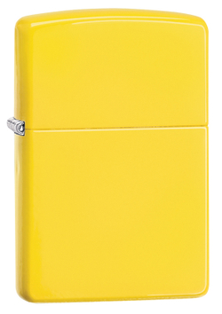 Легендарная классическая американская бензиновая широкая зажигалка ZIPPO Classic Lemon™ жёлтая  матовая из латуни и стали ZP-24839