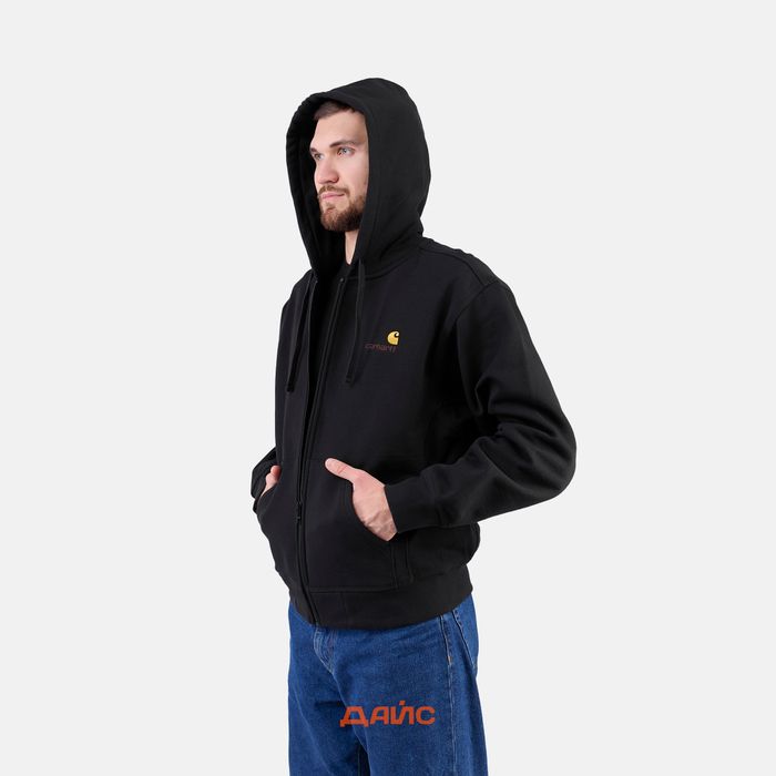 Толстовка мужская Carhartt WIP Hooded American Script Jacket  артикул:I033063_black - купить в магазине Дайс