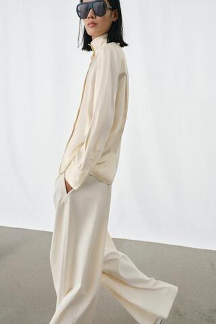 ZARA СВОБОДНАЯ РУБАШКА ИЗ АТЛАСА — ZW COLLECTION, ЭКРЮ