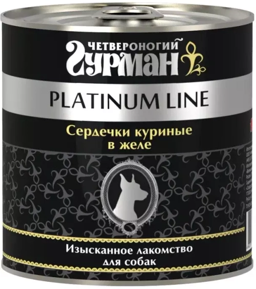 Четвероногий гурман Super Premium Line Консервы для собак паштет Сердечки куриные в желе, 240 г.