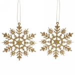 Подвески в блестках «Зимние снежинки» 9,5 см (набор 2шт), золото