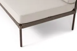 "Канны" правый модуль плетеный из роупа, каркас алюминий коричневый (RAL8016) муар, роуп коричневый круглый, ткань бежевая 035