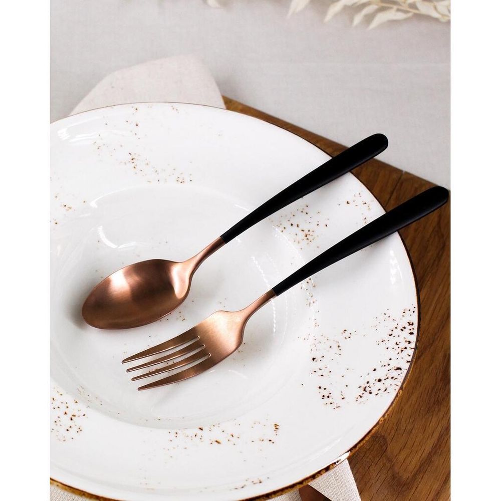 Ложка чайная 16,1 см ручка матовый черный, медь PVD Provence P.L. [12]