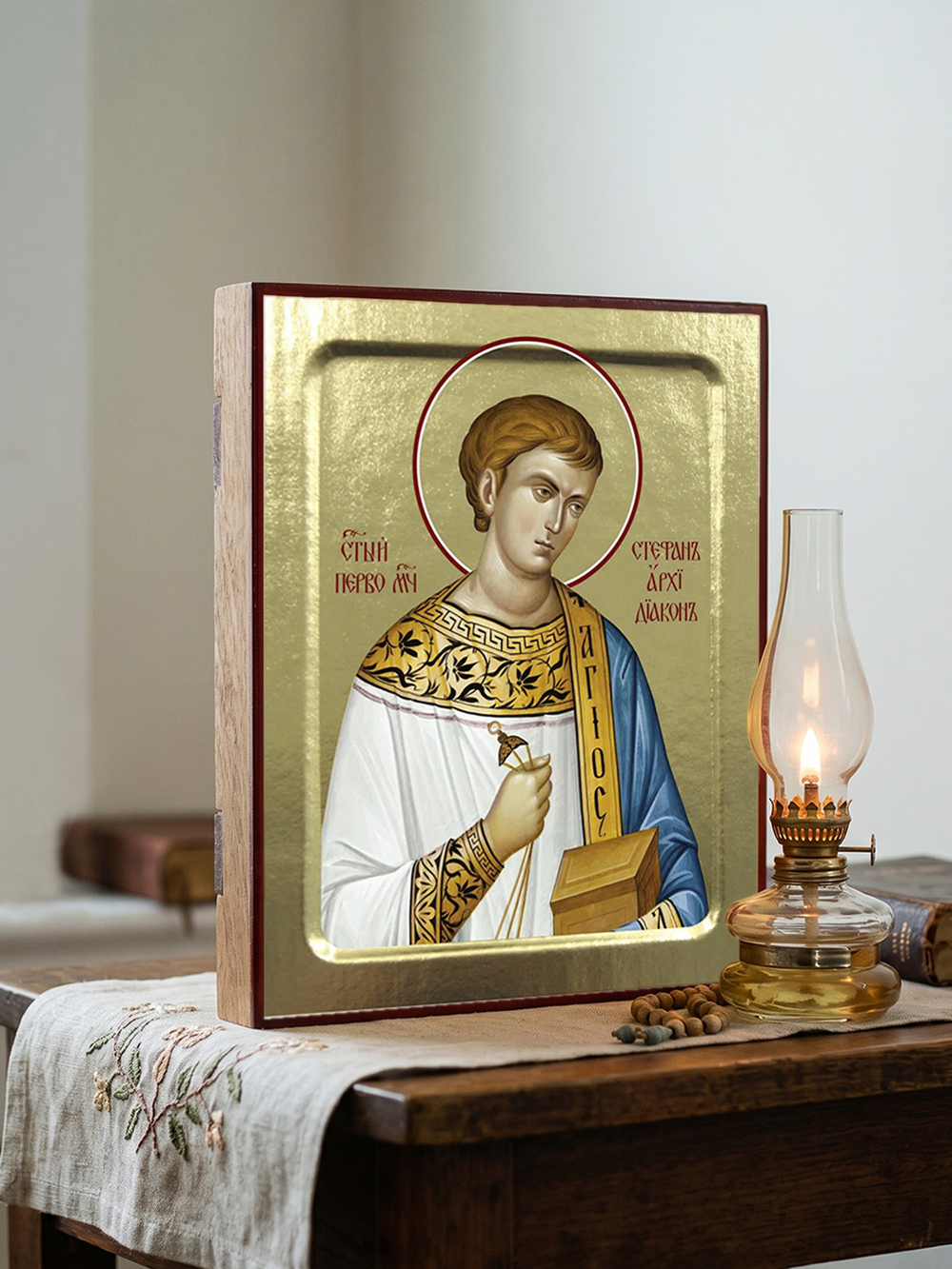 Икона Стефана, первомученика архидиакона (крупная) на дереве: 125 х 160 (Синопсисъ)