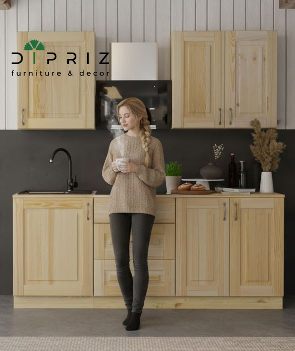 Кухонный модуль, 80х32х75, Стокгольм Натур, навесной, 2 двери, из массива дерева, в лаке, Dipriz
