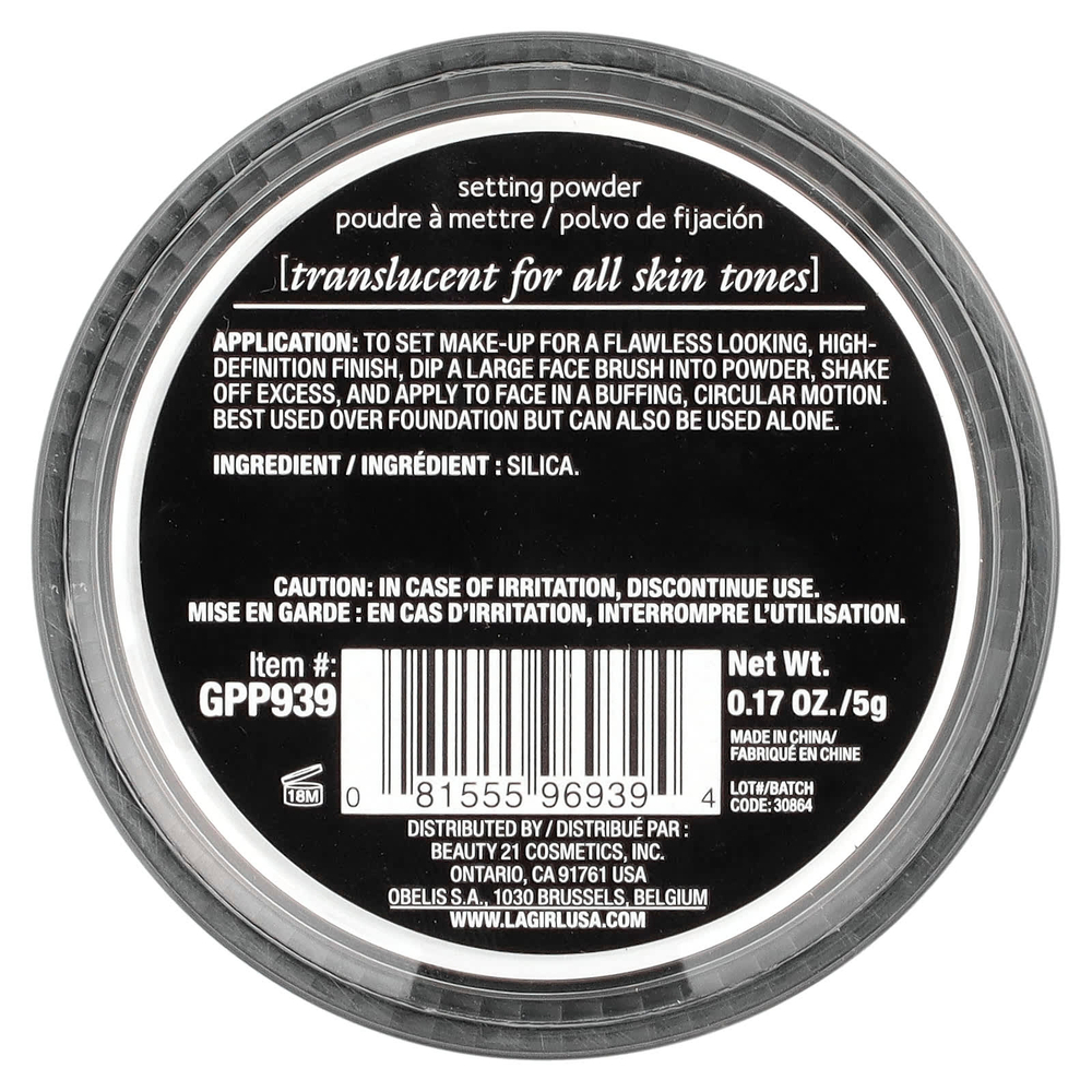 L.A. Girl, Pro HD фиксирующая пудра, GPP939, полупрозрачная, 5 г (0,17 унции)