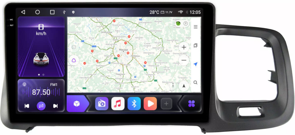 Магнитола для Volvo S60/V60 2010-2018 (штатный экран 7") - Carmedia SF-9002 QLed+2K, Android 12, TS10,  CarPlay, 4G SIM-слот