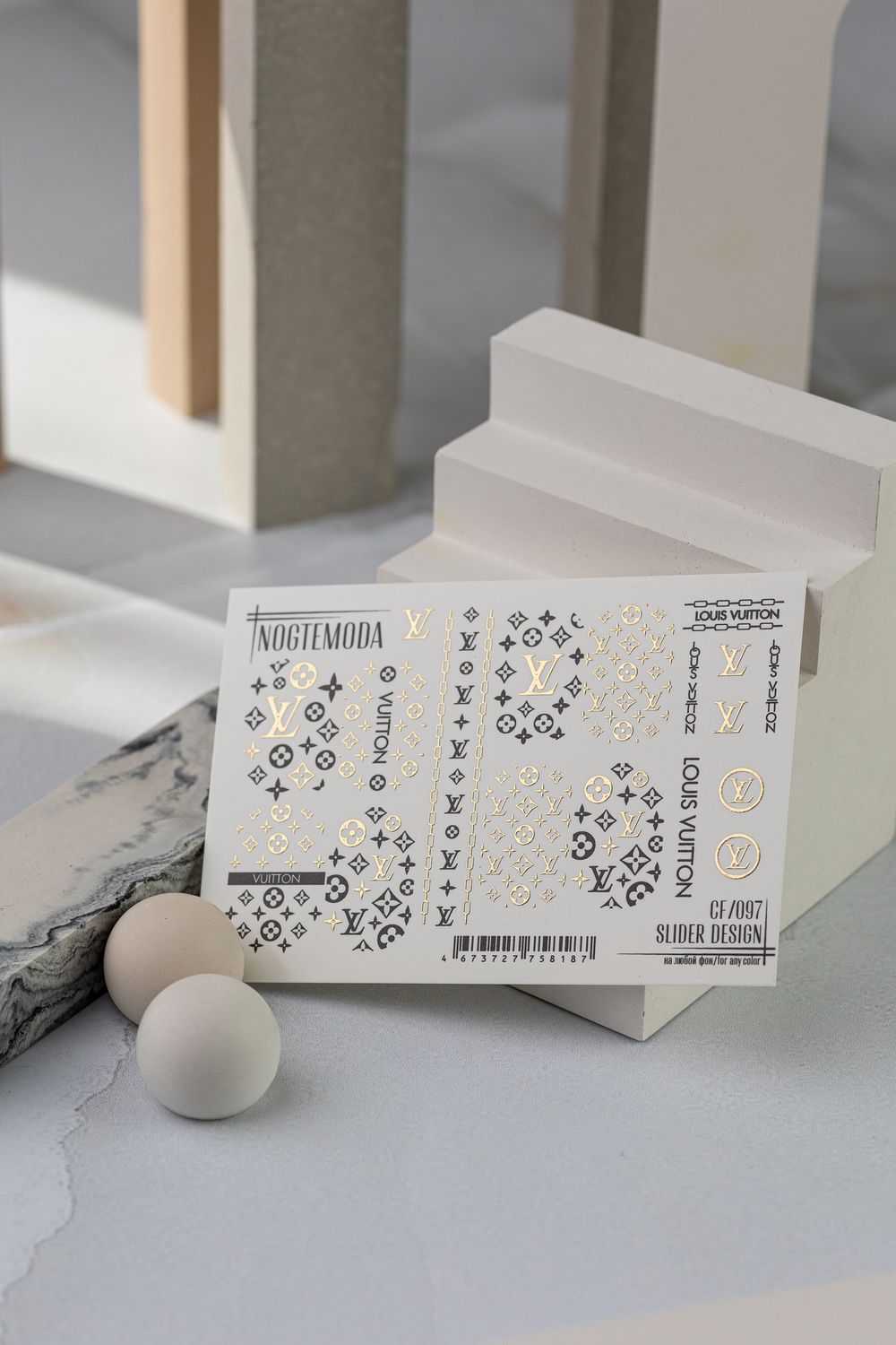 Nogtemoda Слайдер дизайн combi CF097 LV черный, золото