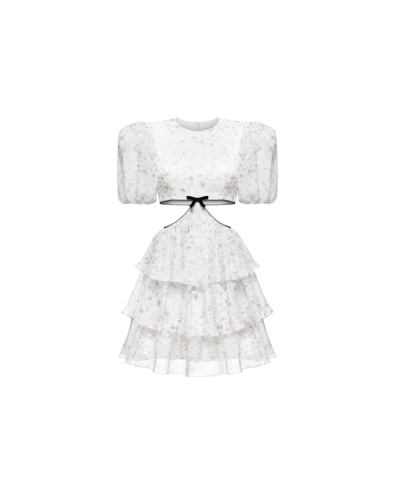 Кайли мини (Kylie mini), платье мини из молочного шифона с цветочным принтом