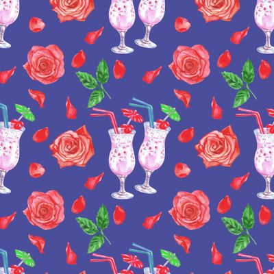 Розы, лепестки и коктейли