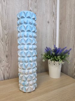 Ролик массажный для йоги и фитнеса 45см бело-голубой