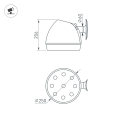 Светильник OXOR-OZLUM-250x206-10W Day4000 (BK, 60 deg, 230V) IP65 (Arlight, -) 052482
