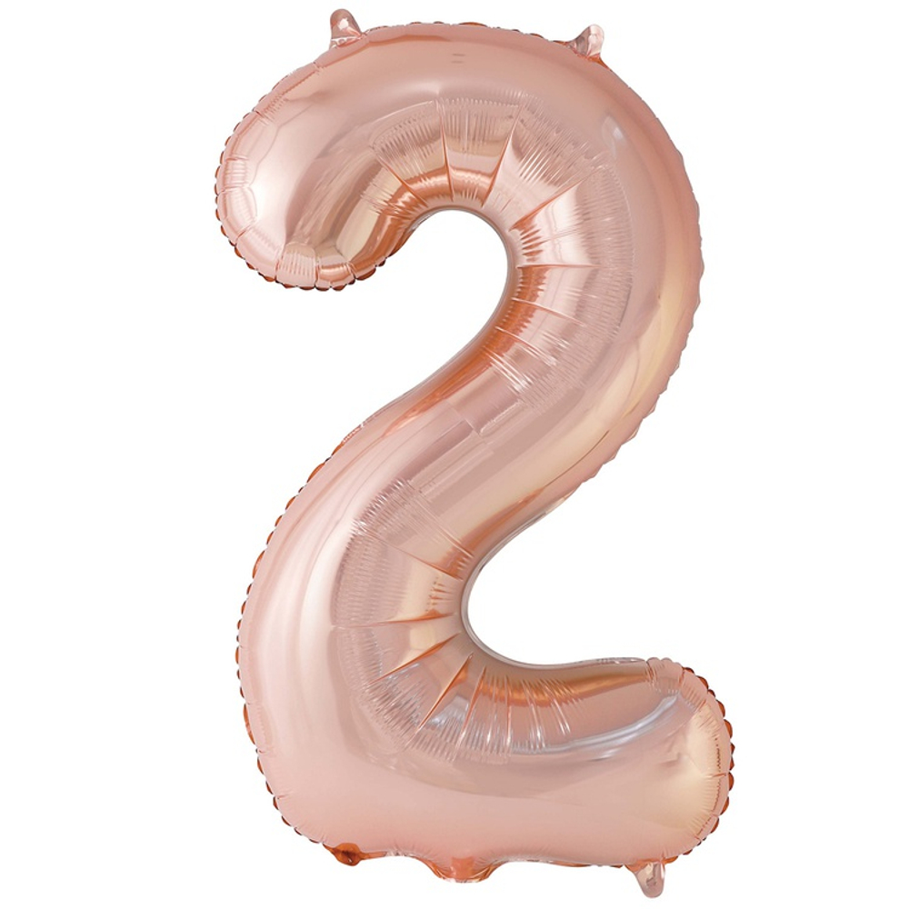 Шар фольгированный Цифра 2 105 см (Розовое Золото)