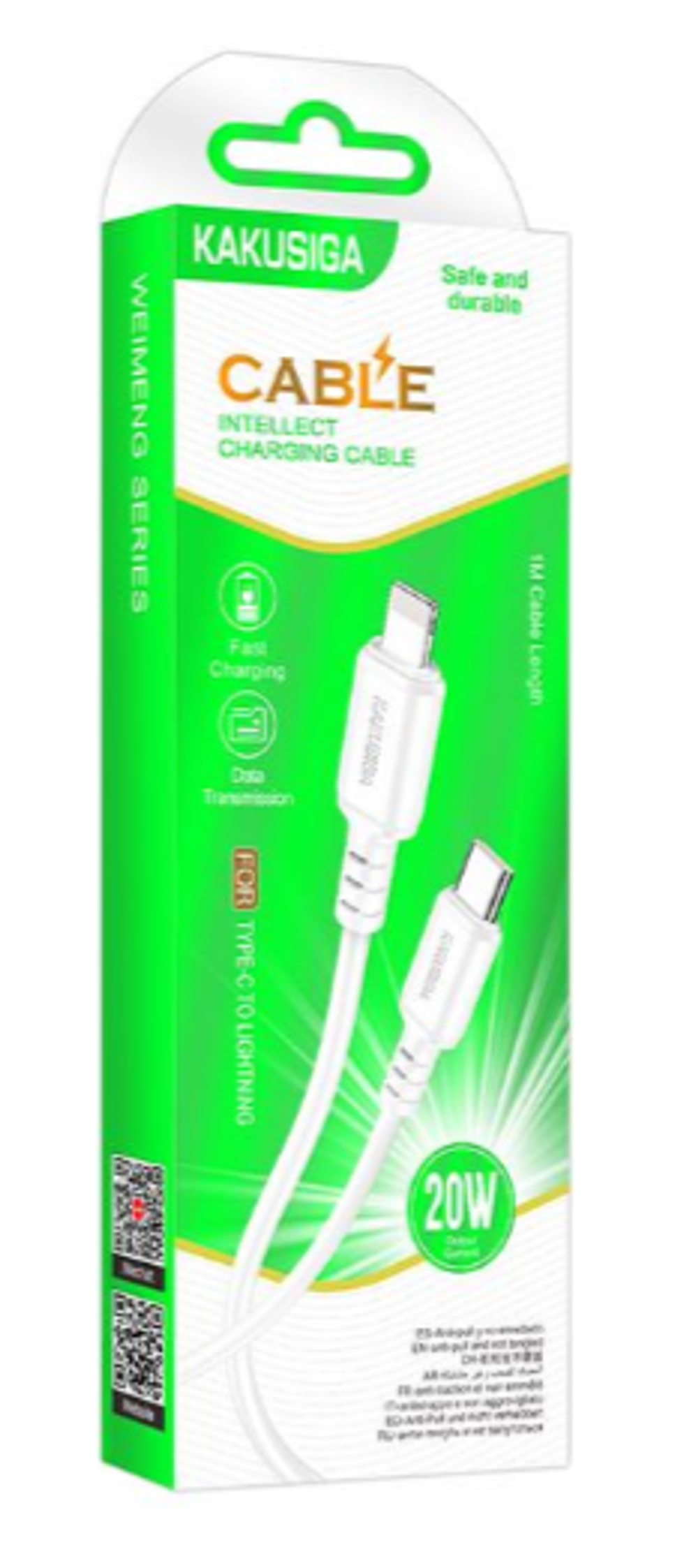 Кабель Kakusiga KSC-982 Type-C / Lightning 3А 20W белый 1 м