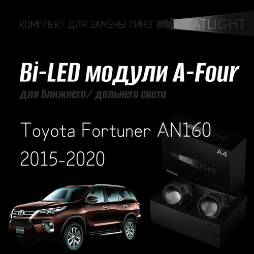Bi led линзы 3.0 для фар Toyota Fortuner AN160 2015-2020, би лед линзы Statlight A-Four, комплект 2 шт