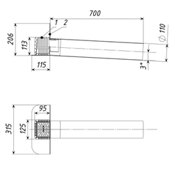 ТП-68 ПВХ Воронка парапетная ПВХ D110 L700
