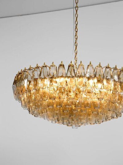 Круглая люстра из венецианского стекла в янтарном и бордовом оттенках ✨