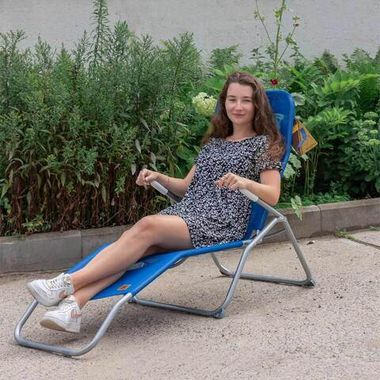 Шезлонг складной (670х1250мм, макс. нагрузка 150кг,сталь, полиэстер, синий) KINGTUL KT-LCF12
