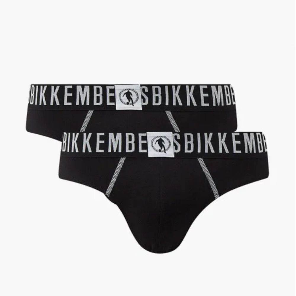 Мужские трусы брифы черные набор 2 в 1 Bikkembergs FASHION PUPINO BKK1USP06BI