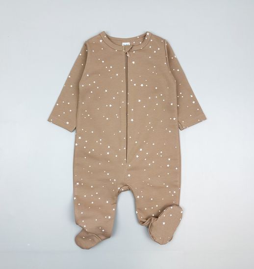Комбинезон из футера с начесом, Свет звезд на тем.бежевом