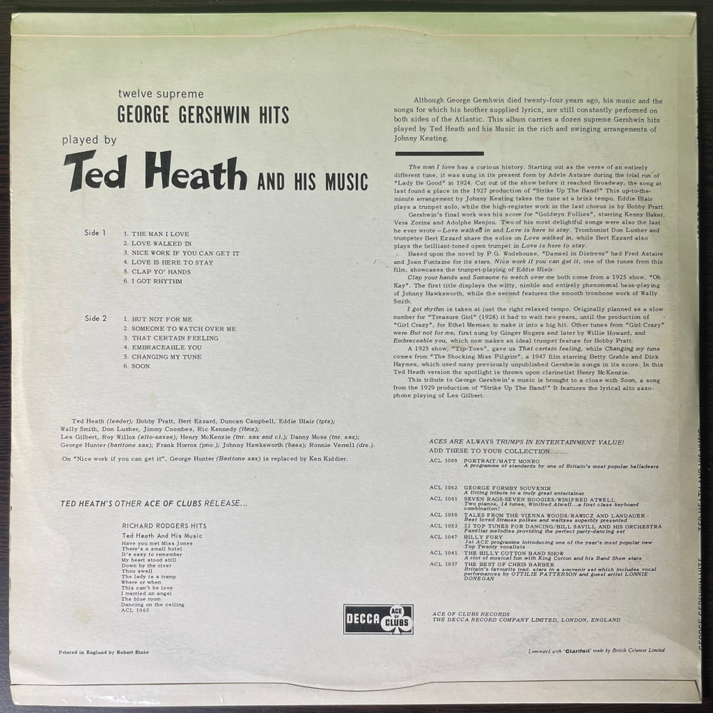 Ted Heath And His Music ‎– George Gershwin Hits (Англия)