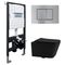 Комплект подвесной унитаз ABBER Rechteck AC1201MB черный матовый с инсталляцией AC0105 и кнопкой AC0120MCH матовый хром