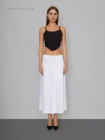 Юбка весенняя, атласная в горошек, шелковая на резинке